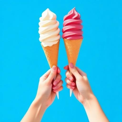 Ice creams against a blue sky